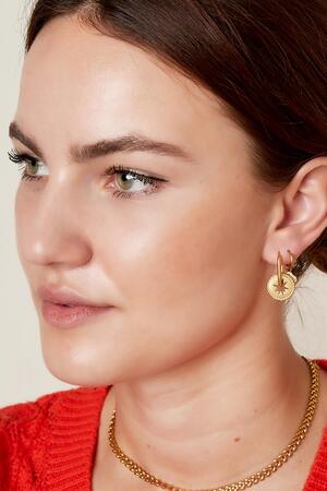 Stainless steel earrings with star coin Gold h5 Picture2